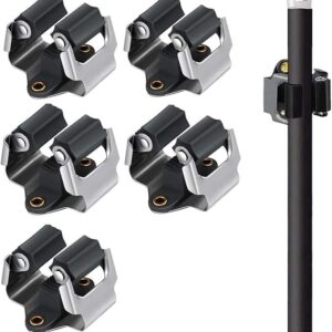 Acdokuk 5 Pcs Mop Broom Holder, Heavy Duty Wall Racks, Garage Storage Wall Mounted Clip, Sweeping Brush Holders Hook, for Closet Kitchen Garden Garage Bathroom, Home Organisation