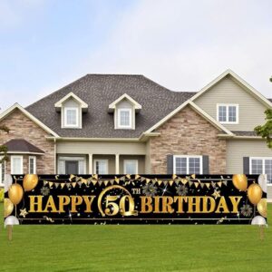 Adisno 50th Birthday Banner Cheers to 50 Years Banner for Women Men 50th Brthday