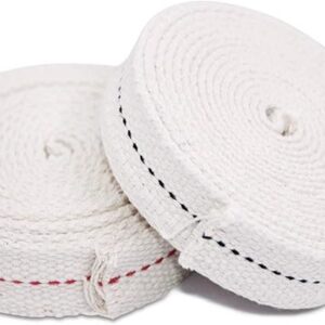 SourceTon 2 Rolls Flat Cotton Wick, 3/4 Inch Stitch Oil Lamp for Paraffin Oil Wick or Kerosene Based Lanterns, 6.5 Feet per Roll Black and Red Stitch