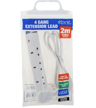 Elpine 4 Gang 13A Neon Light Extension Lead 2m