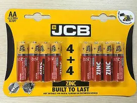 Jcb R6 AA Zinc Carbon Batteries 8 Pack