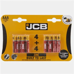JCB Zinc R03/UM4 AAA Batteries 4 + 4 Pack
