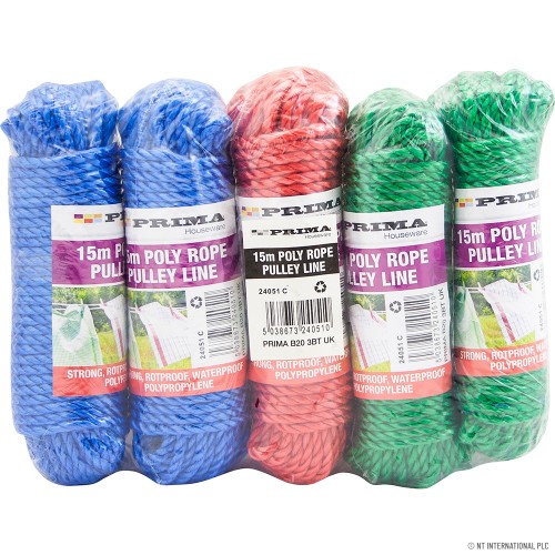 Prima Poly Rope Pulley Line 10m Assorted Colours