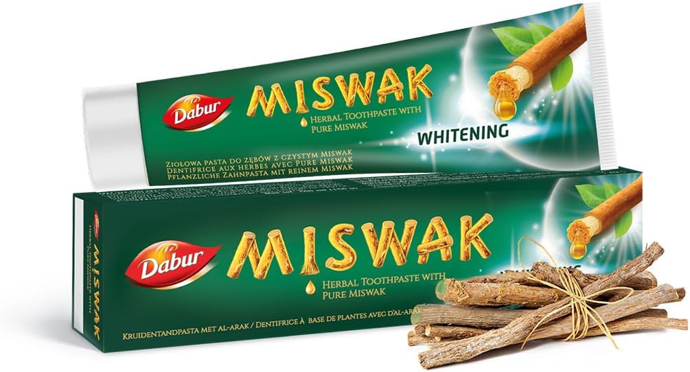 Dabur Miswak Herbal Whitening Toothpaste - 100g | for Strong Teeth & Brighter Smiles | Natural Oral Care Enriched with Pure Miswak Extract