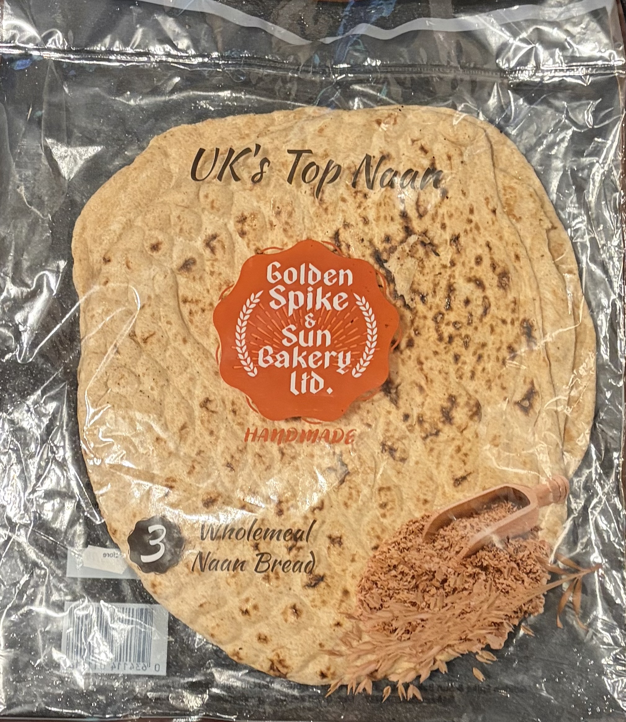 Golden spike  3pc Big Wholemeal Naan bread handmade