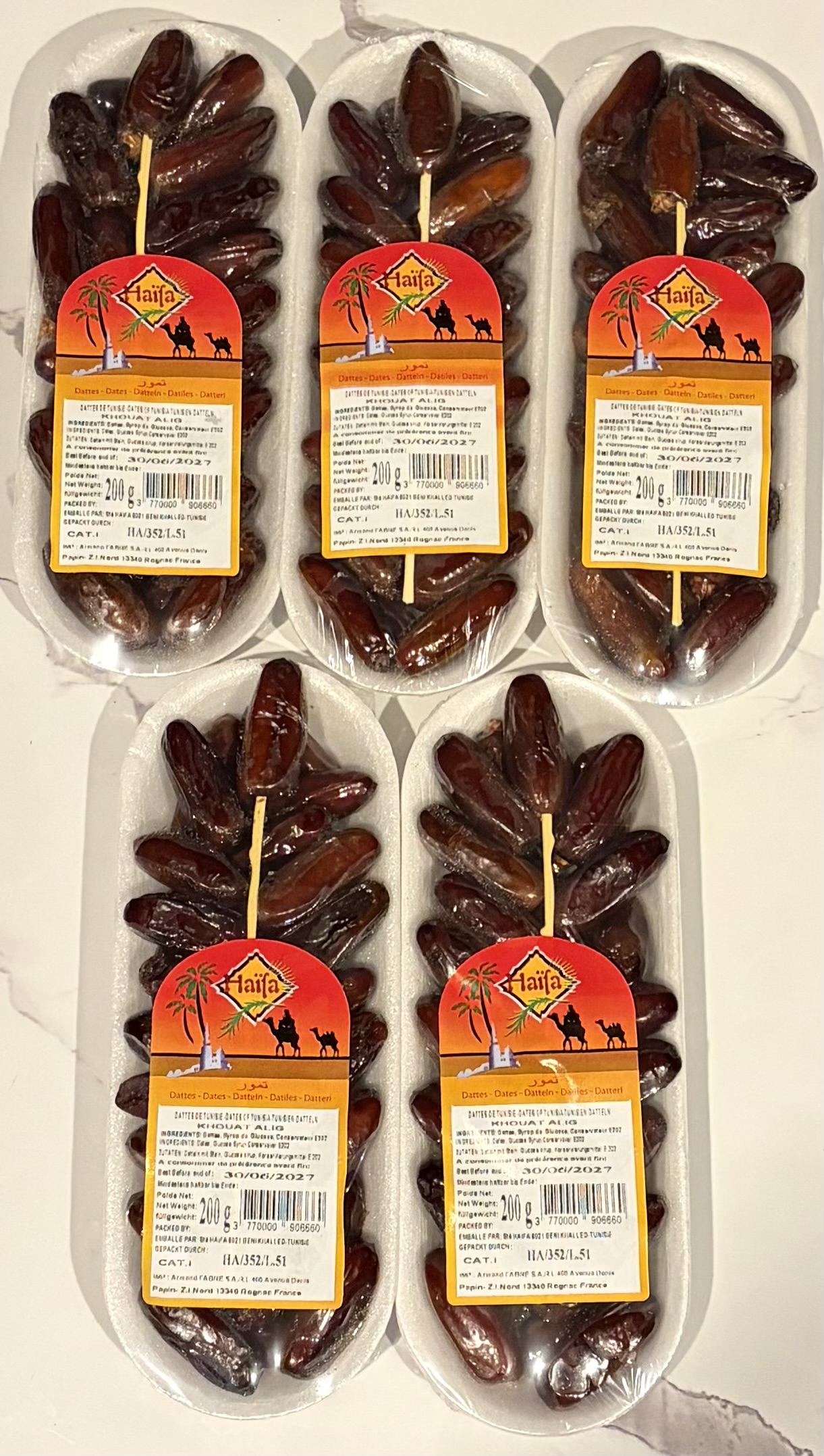 Haifa Tunisian Dates 200g , Pack of 5