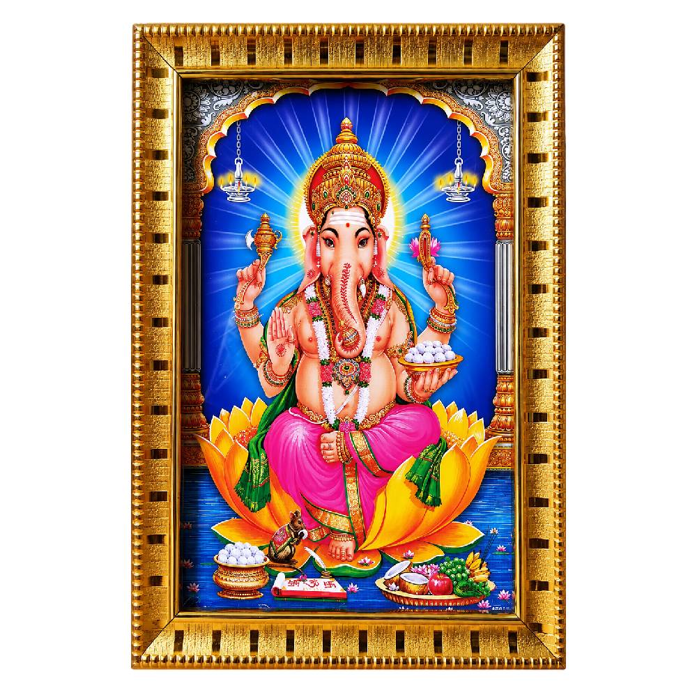 Lord Ganesha Picture Frame for Pooja Room (Golden Color) - Image 2
