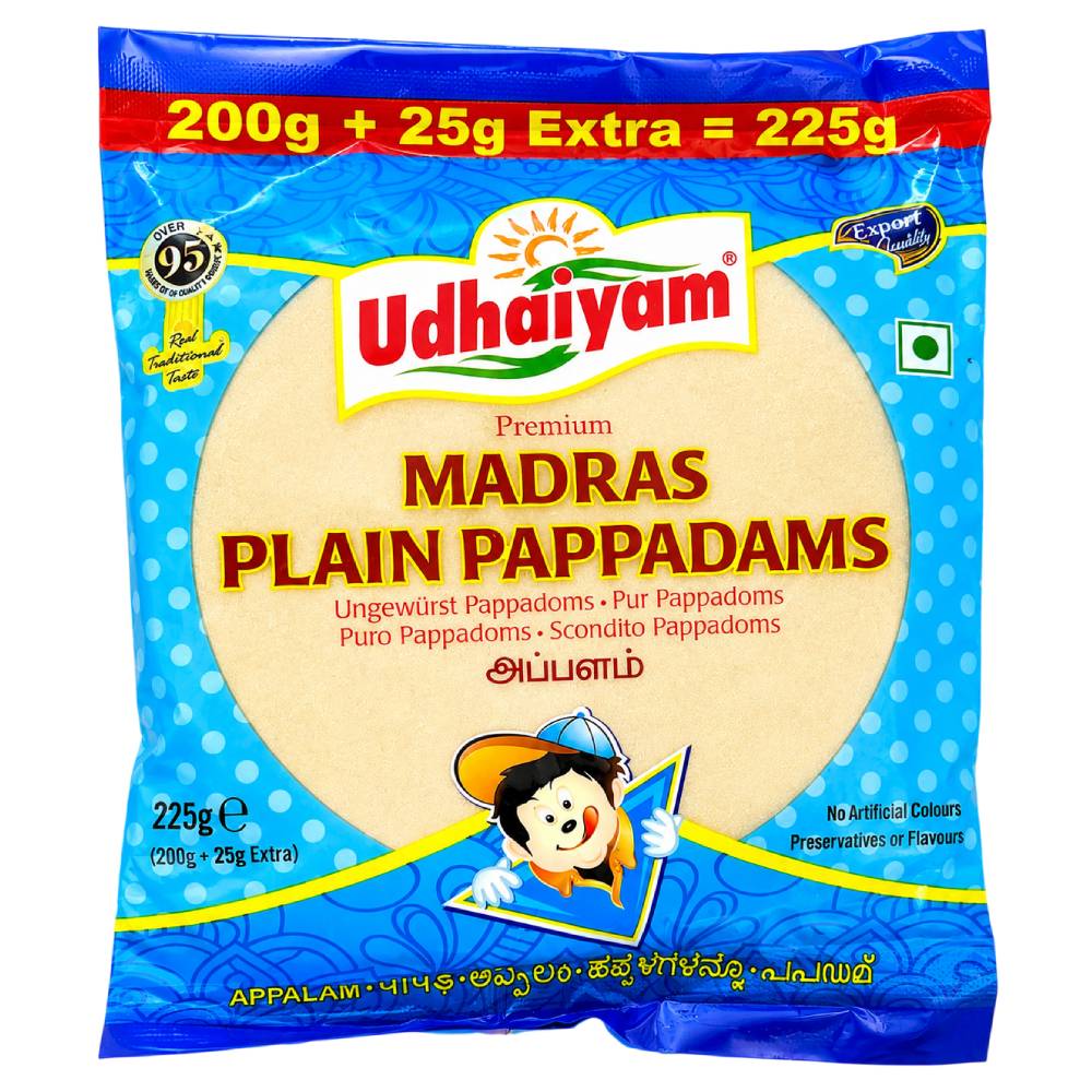 Udhaiyam Madras Plain Pappadams - 225g