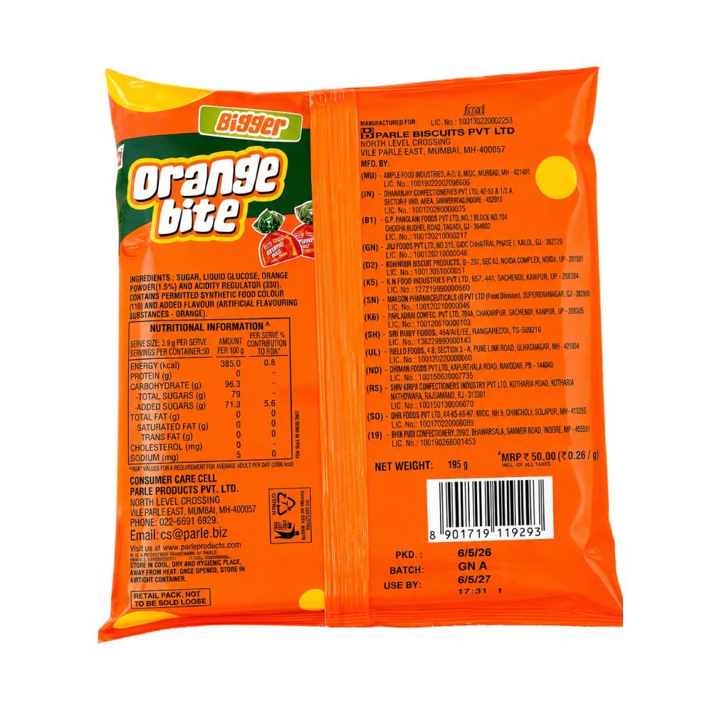 Parle Orange Bite (Bigger) - 195g - Image 2