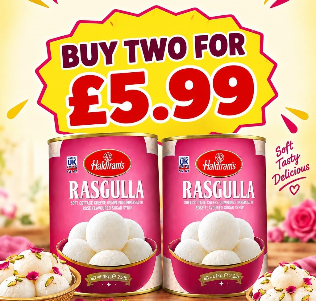 Haldiram's Rasagulla Buy Two for £5.99 -  1kg (Pack of 2)
