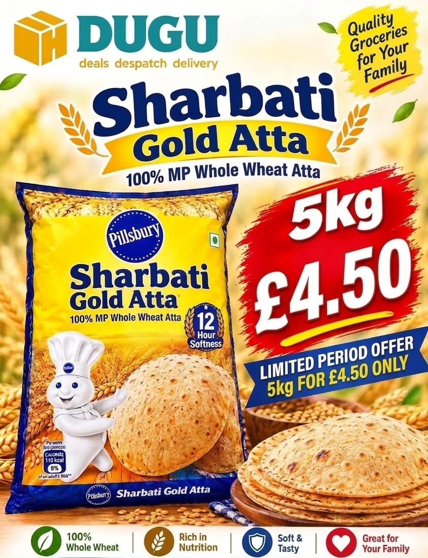 Pillsbury Sharbati Gold Atta 5kg for £4.50 - 5kg